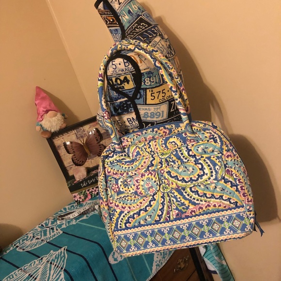 Vera Bradley Capri Blue Lola Style Bowler Bag - Picture 12 of 16